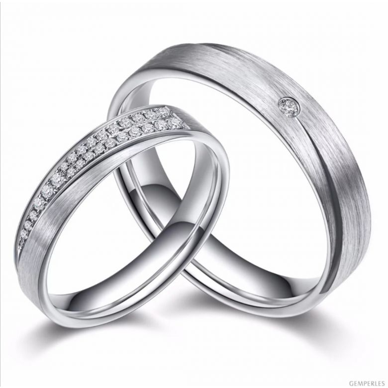 Fedi Nuziali Sillage Amoureux - Platino, Diamanti - 2
