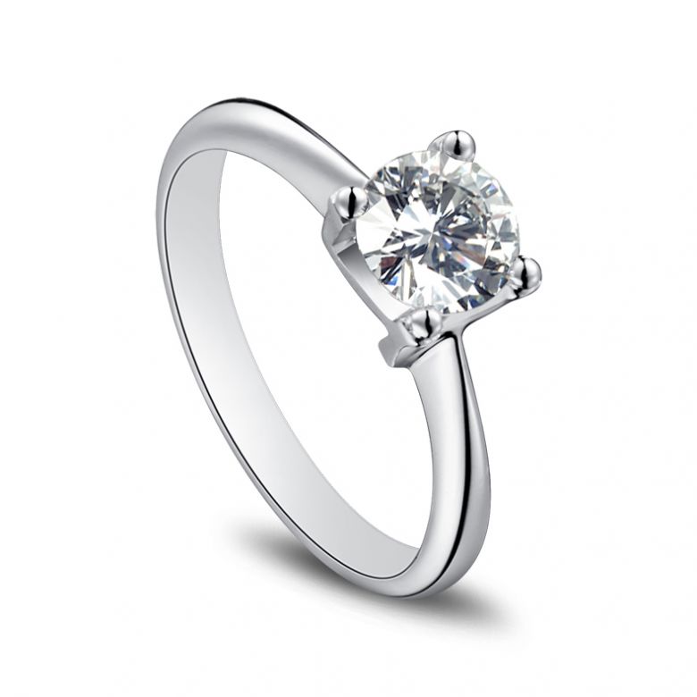 Anello Solitario Lettera Alfabeto N - Oro Bianco e Diamante | Gemperles - 3