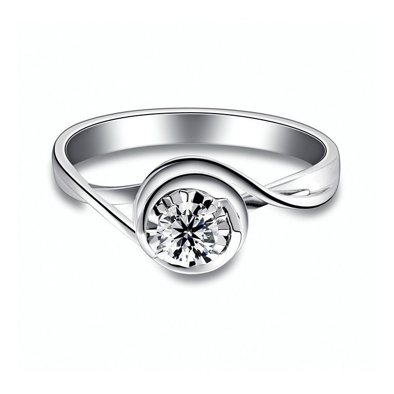 Anello di Fidanzamento Stregato - Platino & Diamante - 3