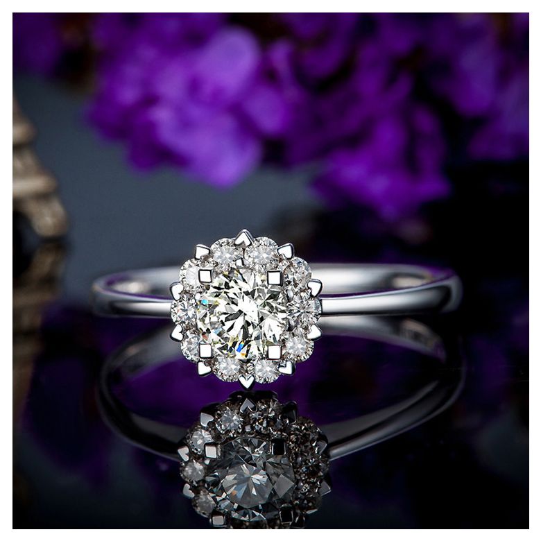 Anello Solitario Composto Cuore Screziato - Platino & Diamanti | Gemperles - 7