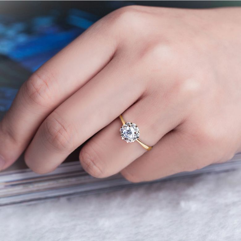 Anello Solitario Composto Cuore Screziato - Oro Giallo & Diamanti 0.43ct | Gemperles - 2