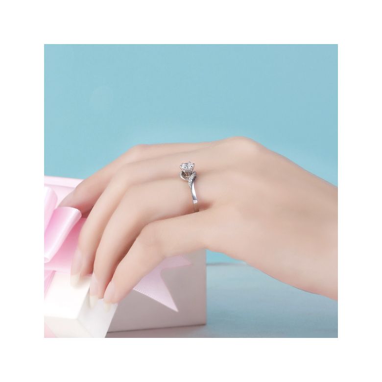 Anello Solitario di Fidanzamento Laccio - Platino & Diamanti | Gemperles - 5
