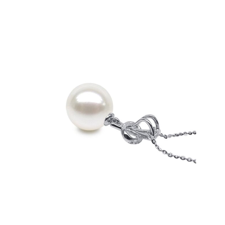Ciondolo XO - Oro Bianco, Diamanti e Perla di Fiume - 3