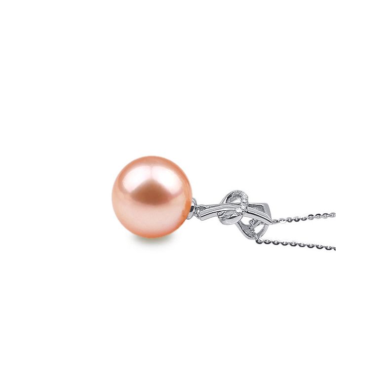 Ciondolo XO - Oro Bianco, Diamanti e Perla di Fiume - 8