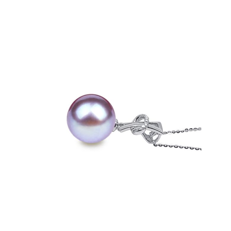 Ciondolo XO - Oro Bianco, Diamanti e Perla di Fiume - 10