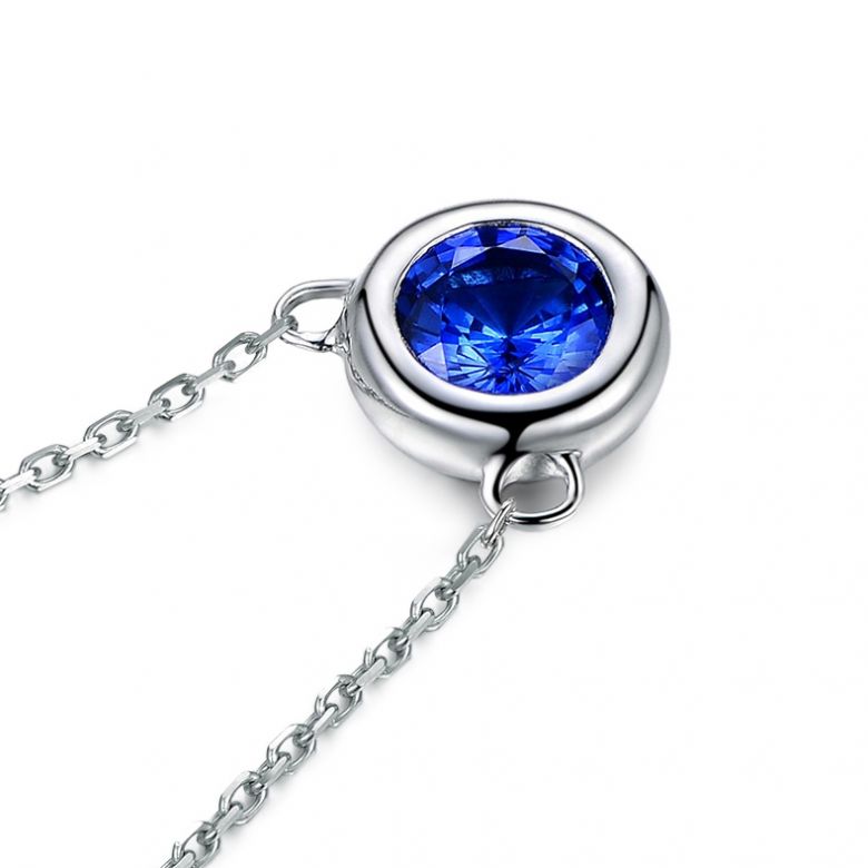 Collana ciondolo in Oro bianco con Zaffiro - 6