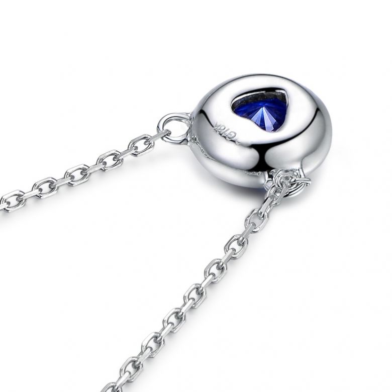 Collana ciondolo in Oro bianco con Zaffiro - 7