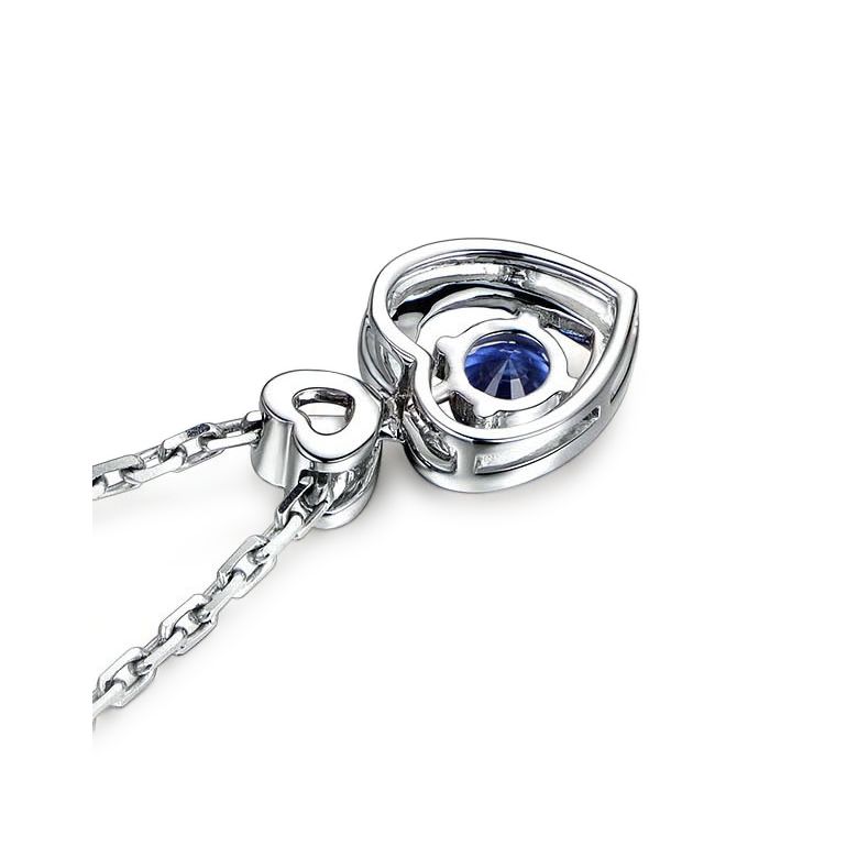Ciondolo Cuore danzante - Oro bianco, Diamanti e Zaffiro - 9