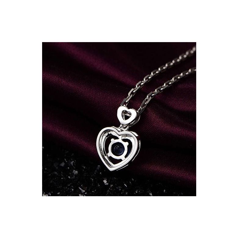 Ciondolo Cuore danzante - Oro bianco, Diamanti e Zaffiro - 5