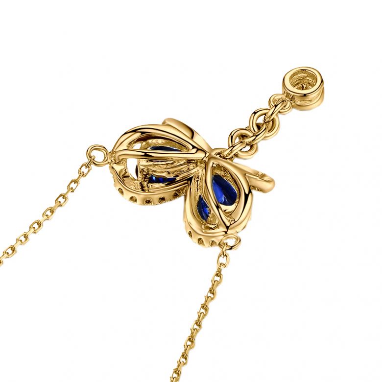 Ciondolo Farfalla blu - Oro bianco, Diamanti e Zaffiro - 5