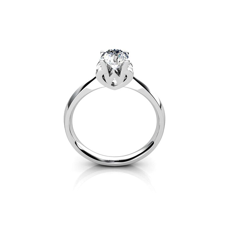Anello Solitario Lettera Alfabeto W - Oro Bianco e Diamante | Gemperles - 1