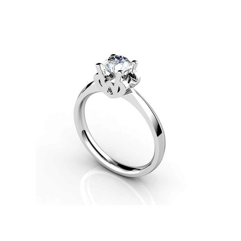 Anello Solitario Lettera Alfabeto W - Oro Bianco e Diamante | Gemperles - 2
