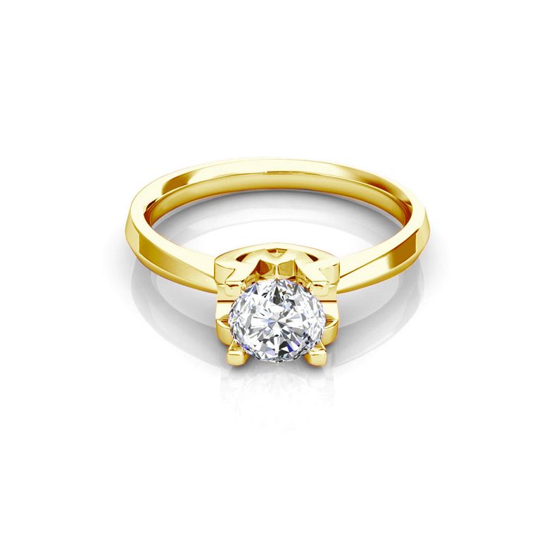 Anello Solitario Lettera Alfabeto W - Oro Giallo e Diamante | Gemperles - 2